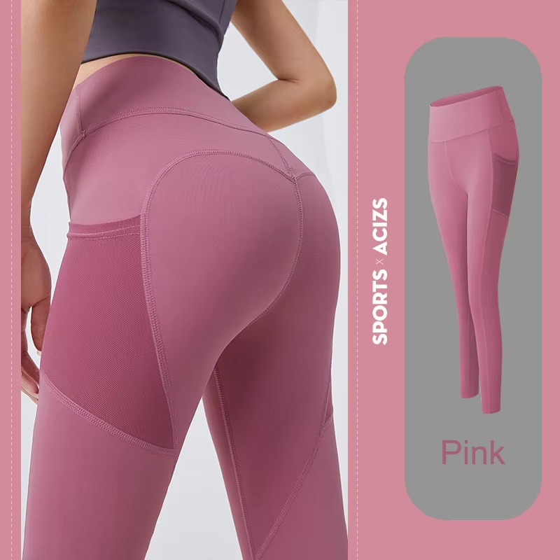 women sports pants, cropped leggings, yoga pants with pockets, gym tights women, 3/4 workout leggings