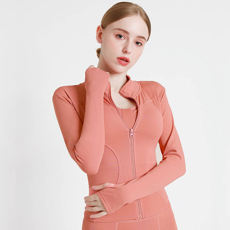 women fitness jacket, quick drying workout top, yoga zip jacket, breathable gym top, long sleeve sportswear
