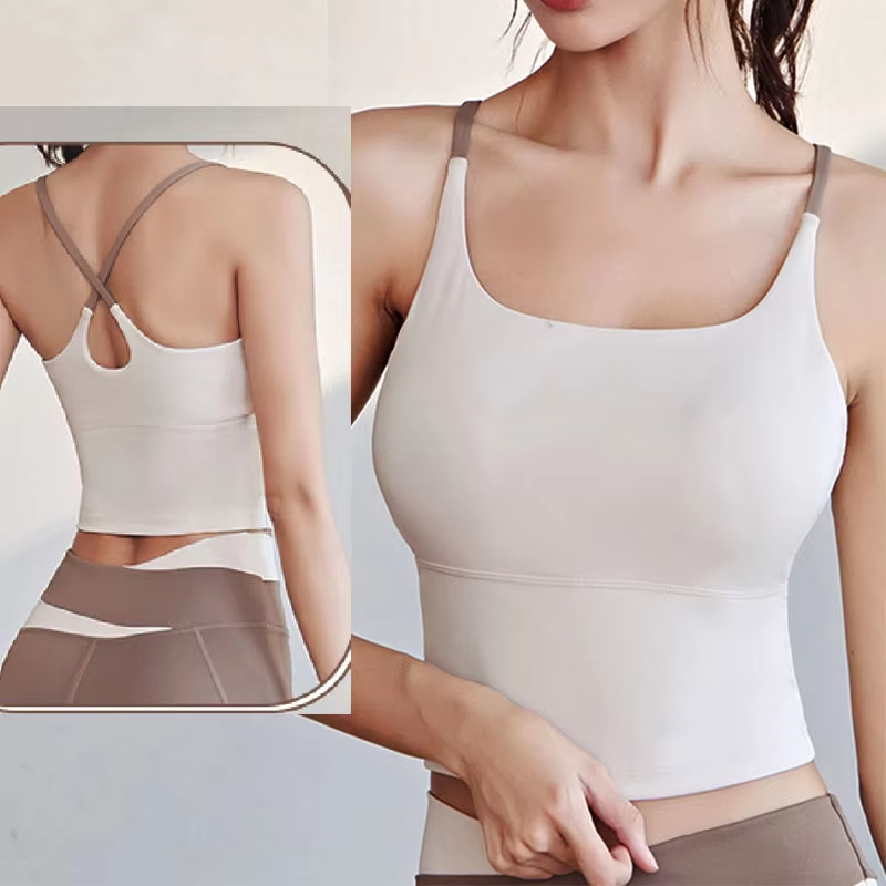 yoga crop top, built-in cups sports bra, crisscross back top, fitness crop top women, soft breathable gym top