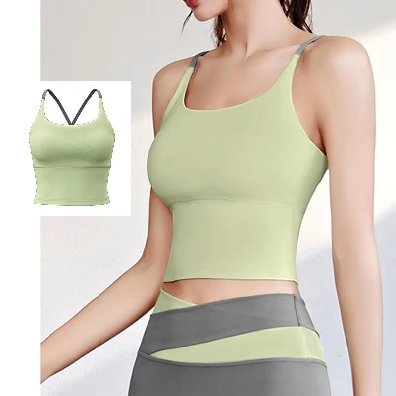 yoga crop top, built-in cups sports bra, crisscross back top, fitness crop top women, soft breathable gym top