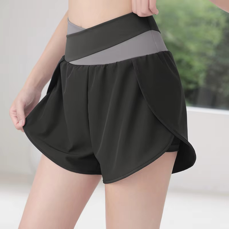 2 in 1 sport shorts, women fitness shorts, crossover running shorts, breathable gym shorts, yoga training shorts