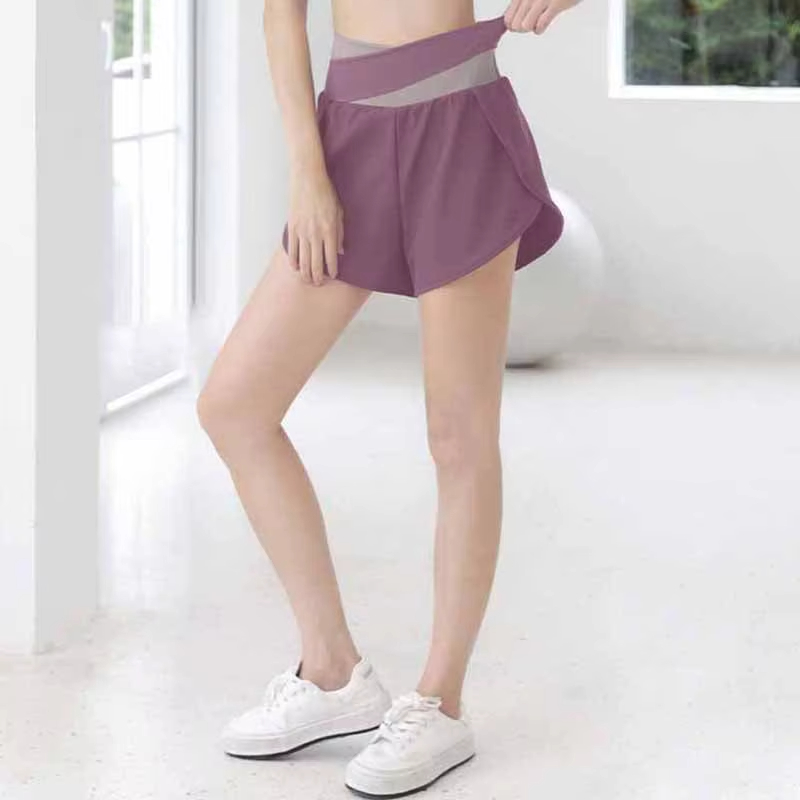 2 in 1 sport shorts, women fitness shorts, crossover running shorts, breathable gym shorts, yoga training shorts