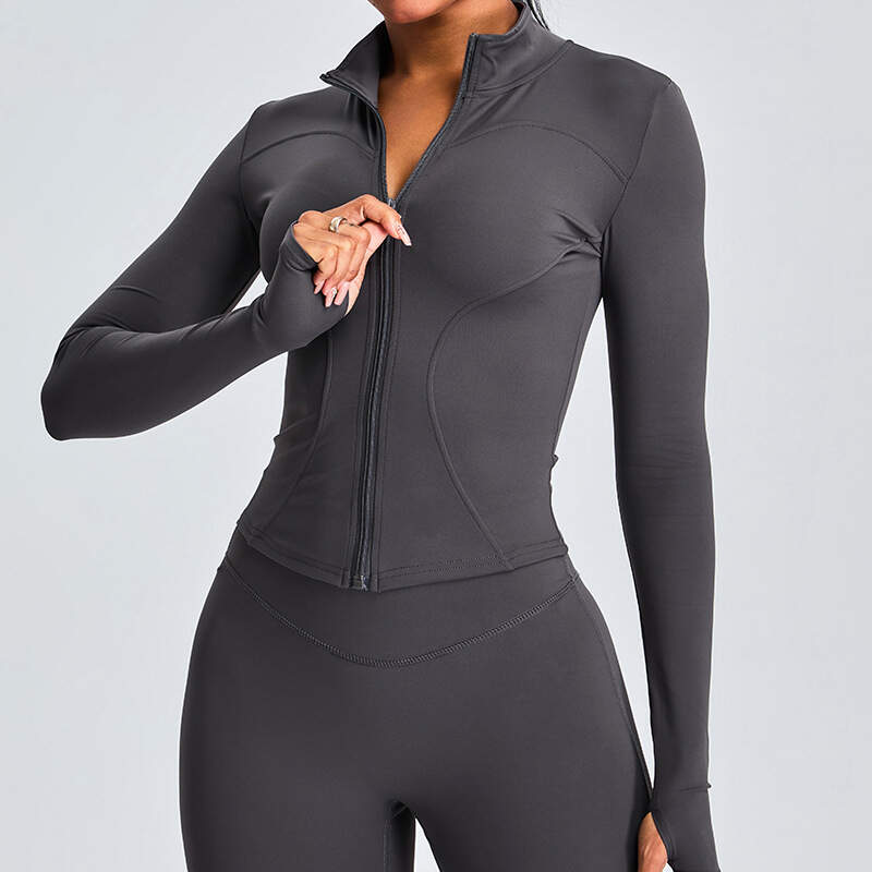 zip-up yoga jacket, women’s fitness outerwear, long sleeve sports top, slim fit running jacket, quick dry workout jacket