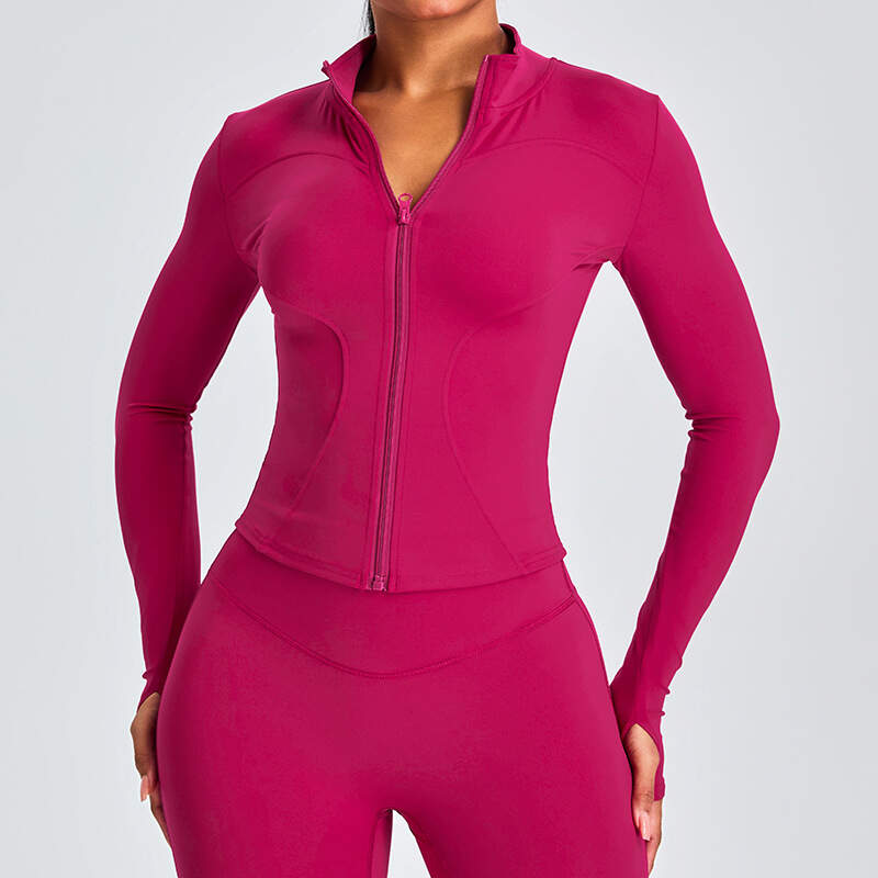 zip-up yoga jacket, women’s fitness outerwear, long sleeve sports top, slim fit running jacket, quick dry workout jacket