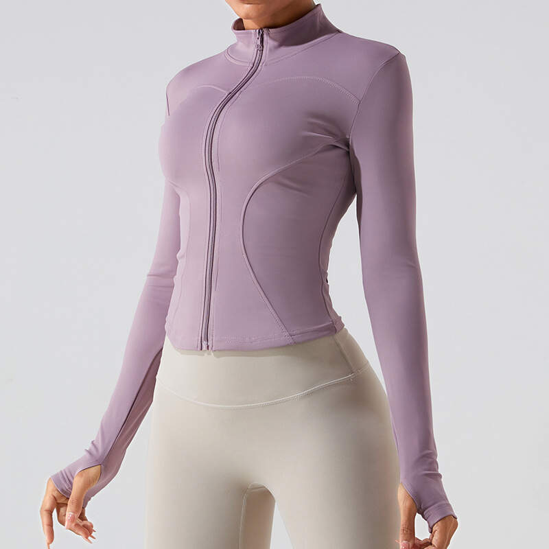 zip-up yoga jacket, women’s fitness outerwear, long sleeve sports top, slim fit running jacket, quick dry workout jacket