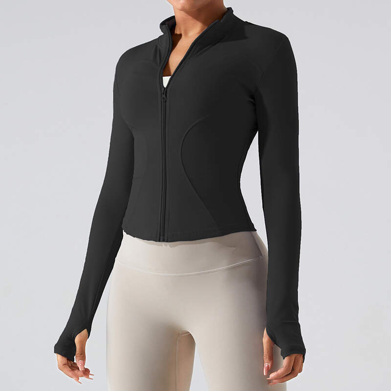 zip-up yoga jacket, women’s fitness outerwear, long sleeve sports top, slim fit running jacket, quick dry workout jacket