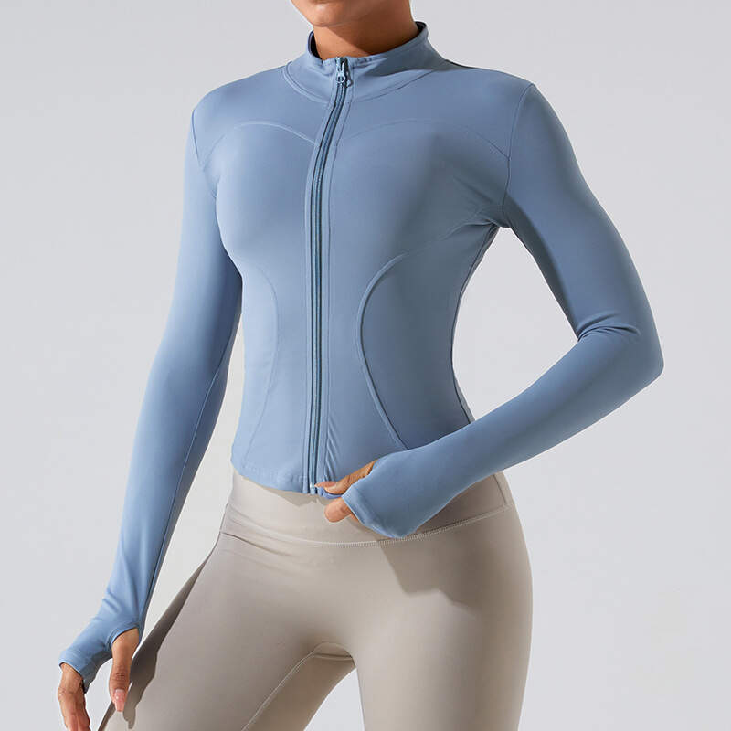 zip-up yoga jacket, women’s fitness outerwear, long sleeve sports top, slim fit running jacket, quick dry workout jacket