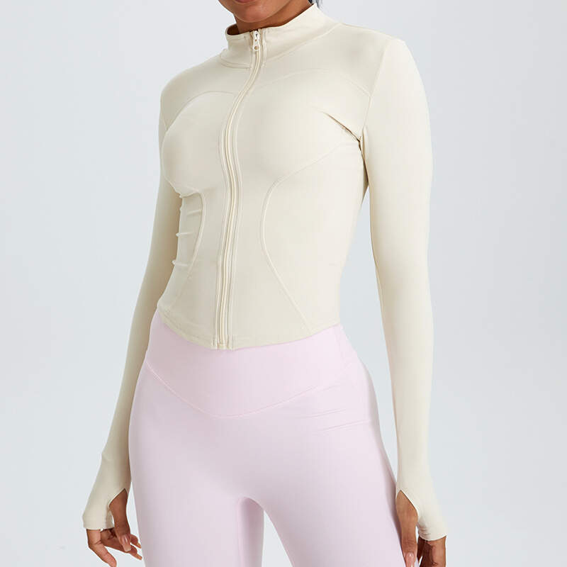 zip-up yoga jacket, women’s fitness outerwear, long sleeve sports top, slim fit running jacket, quick dry workout jacket