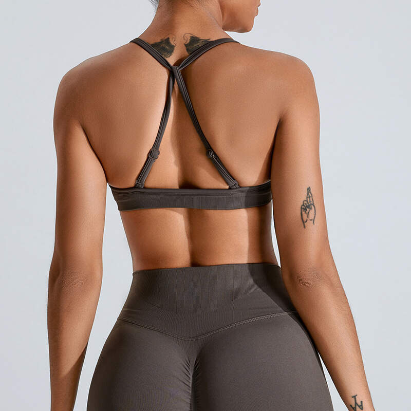 seamless yoga bra, quick-dry sports bra, crisscross back vest, women workout crop top, breathable fitness underwear