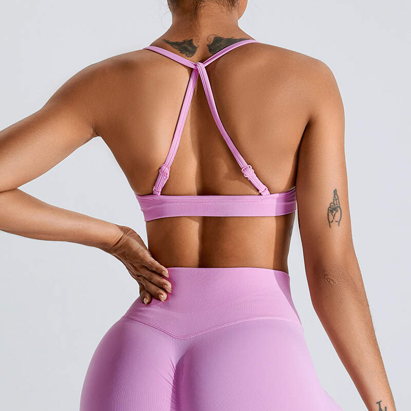 seamless yoga bra, quick-dry sports bra, crisscross back vest, women workout crop top, breathable fitness underwear