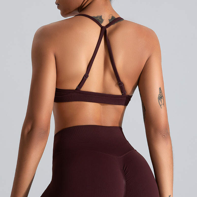 seamless yoga bra, quick-dry sports bra, crisscross back vest, women workout crop top, breathable fitness underwear