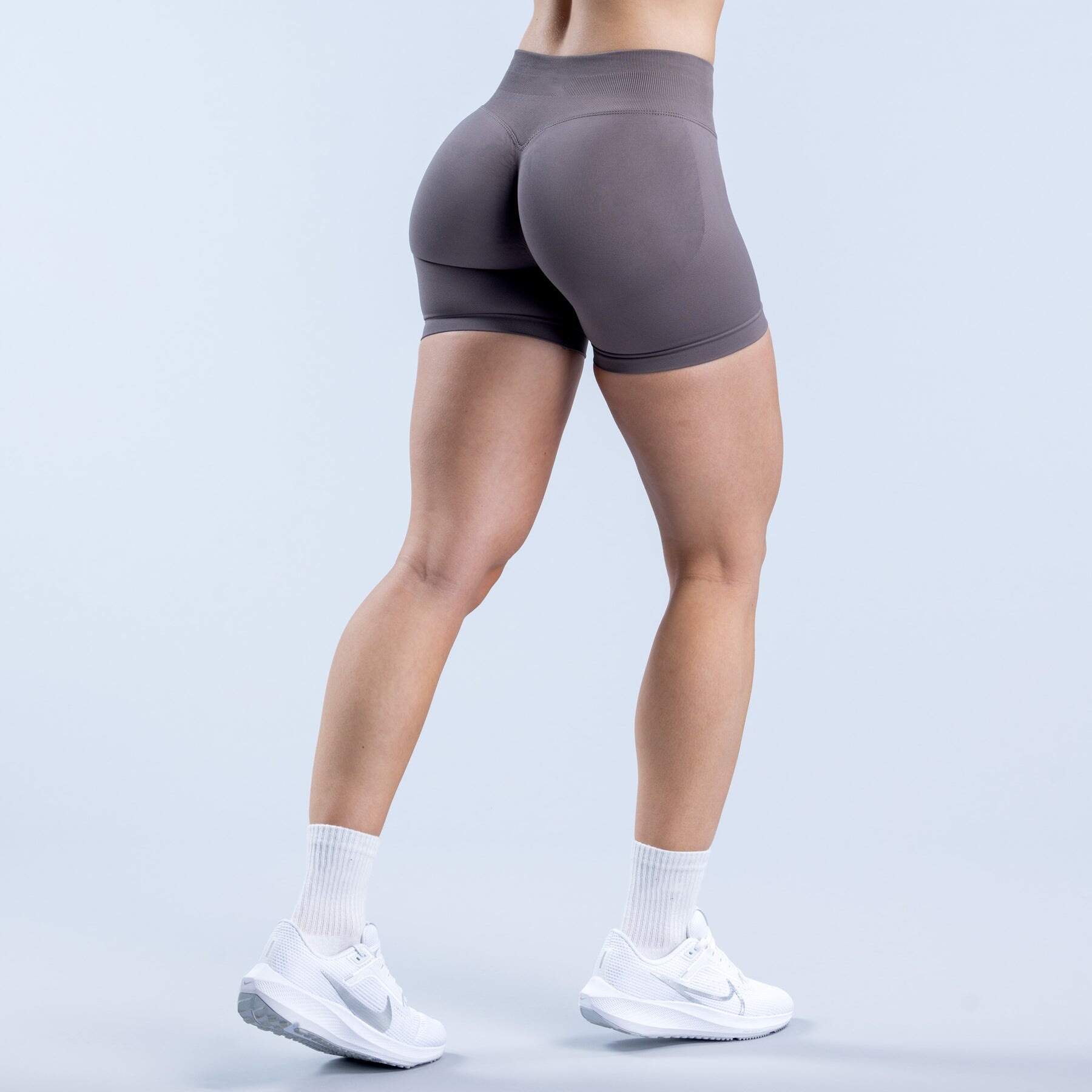 low waist yoga shorts, scrunch butt shorts, seamless workout shorts, matte nylon gym shorts, butt lifting fitness shorts