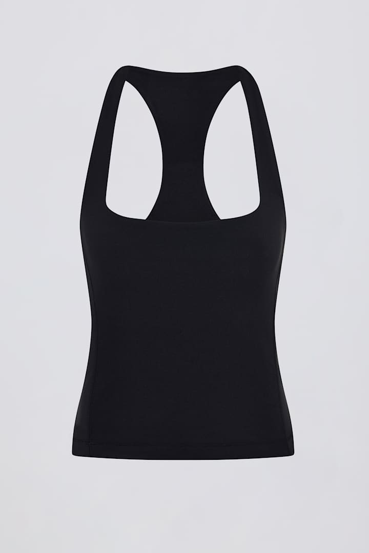 black racerback tank, yoga tank top for women, lightweight fitness vest, activewear top, soft yoga shirt