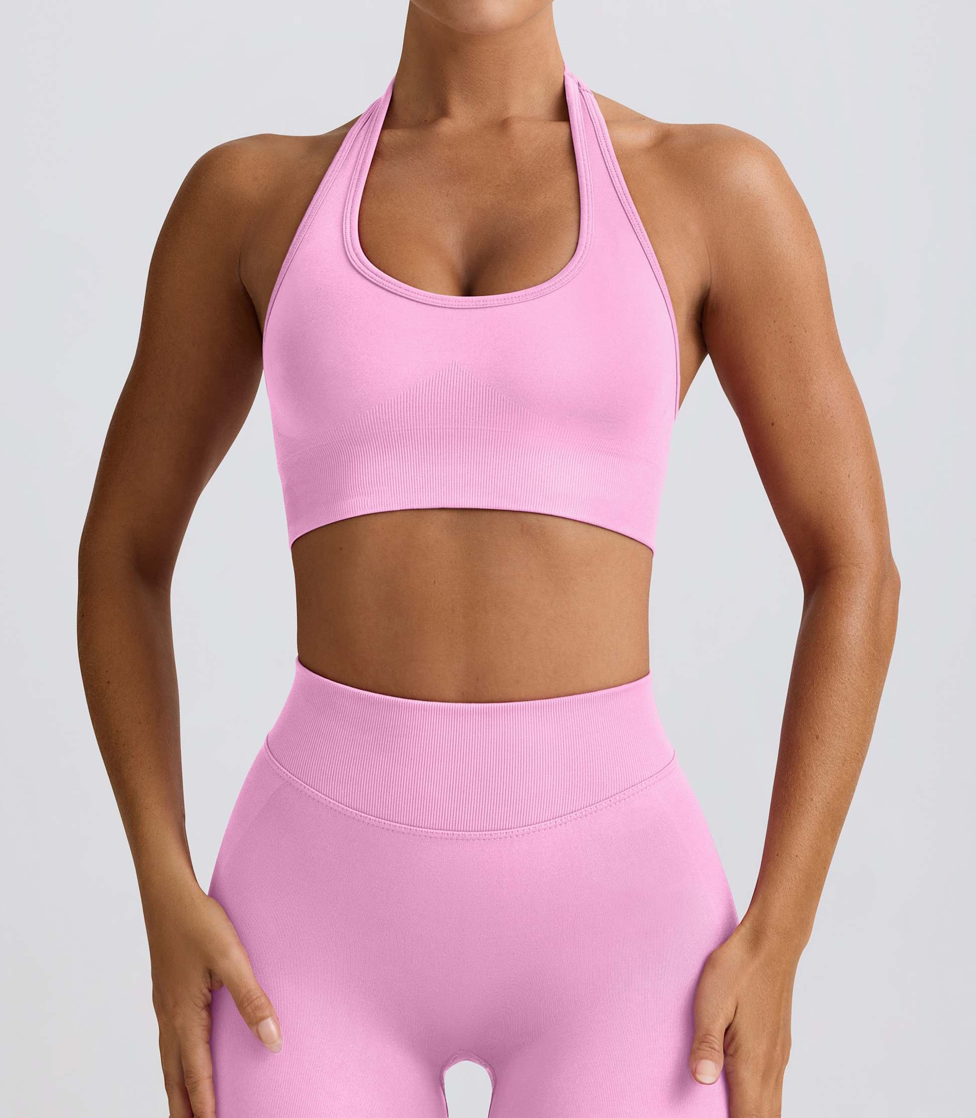 Rose Halterneck Sports Bra – Lightweight Open-Back Yoga Bra with Soft Support