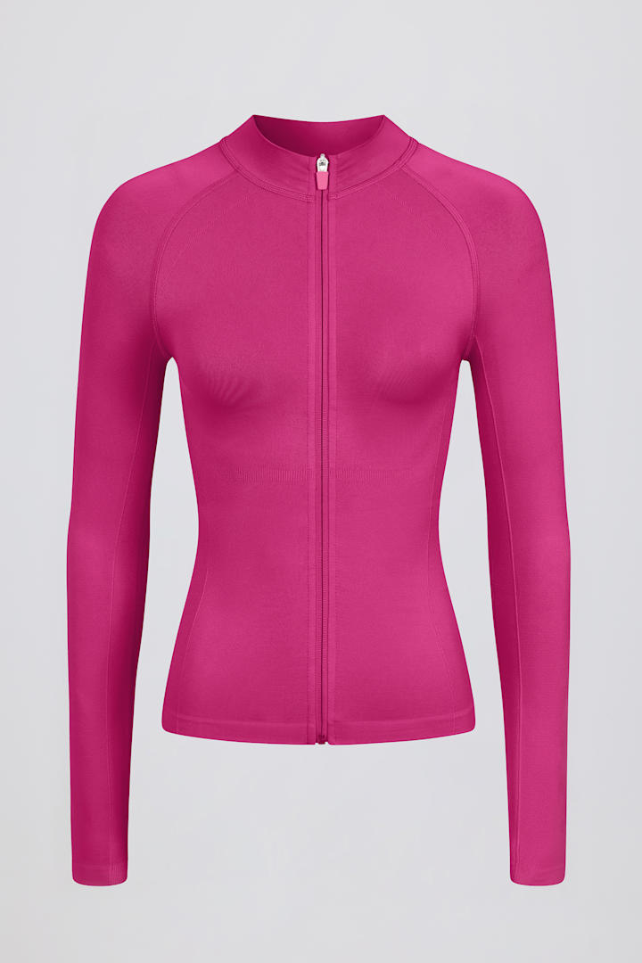 zip up yoga jacket, berry sports jacket, slim fit activewear, stretchy workout jacket, women’s yoga outerwear