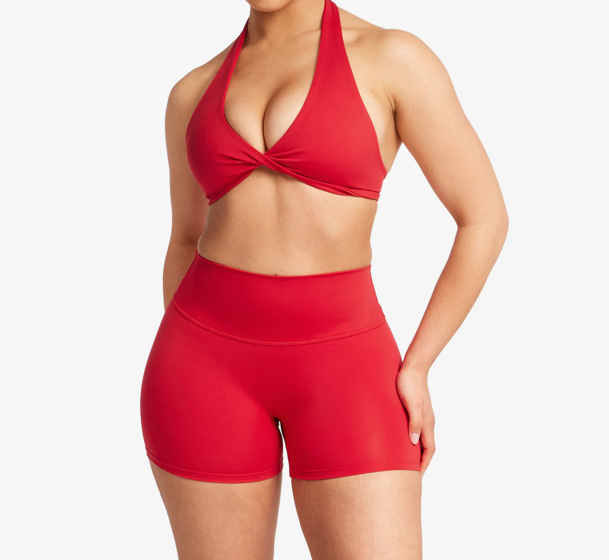 halter crop top, twist front sports bra, low impact yoga bra, sculpting crop top, open back halter activewear