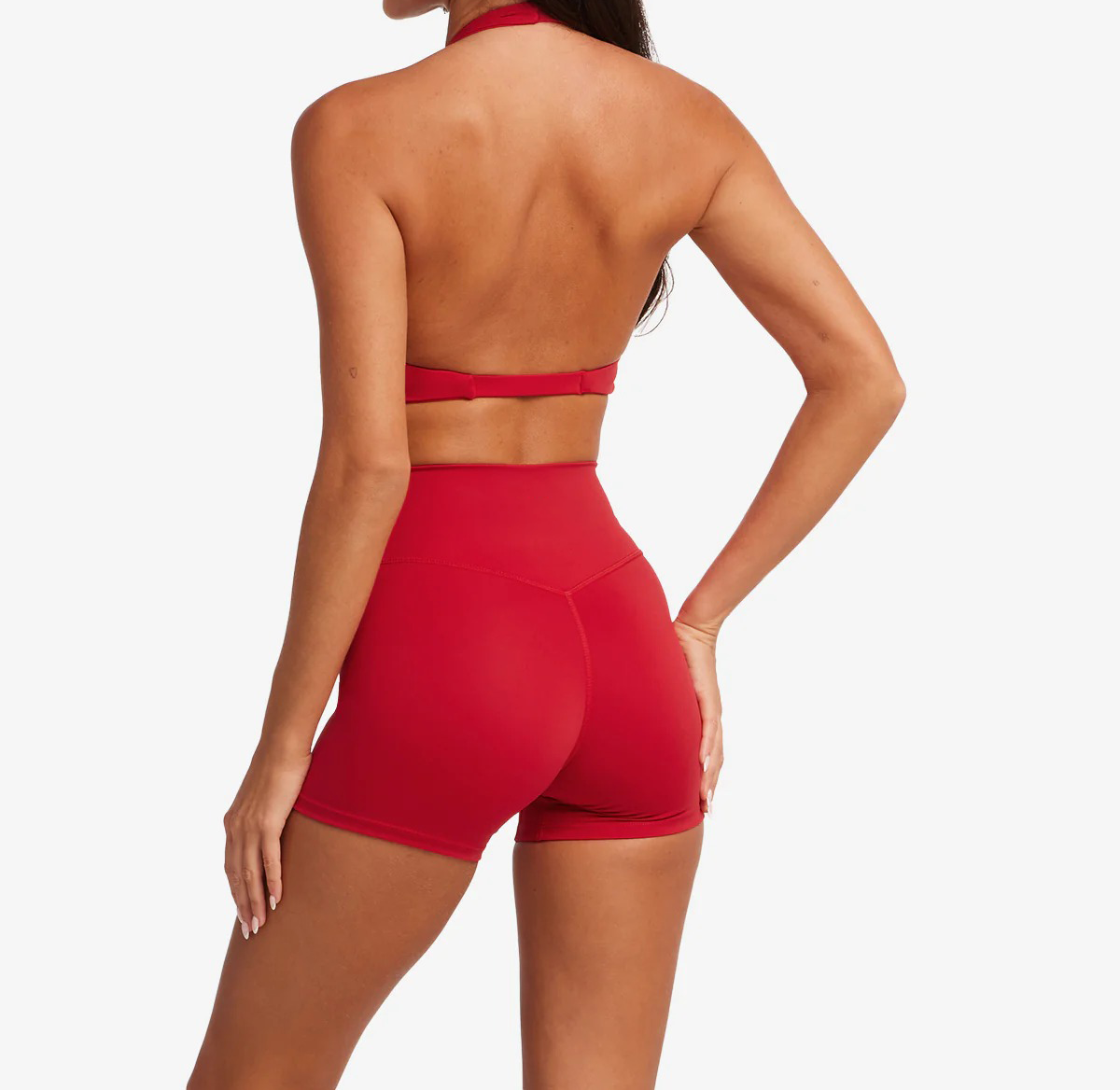 halter crop top, twist front sports bra, low impact yoga bra, sculpting crop top, open back halter activewear