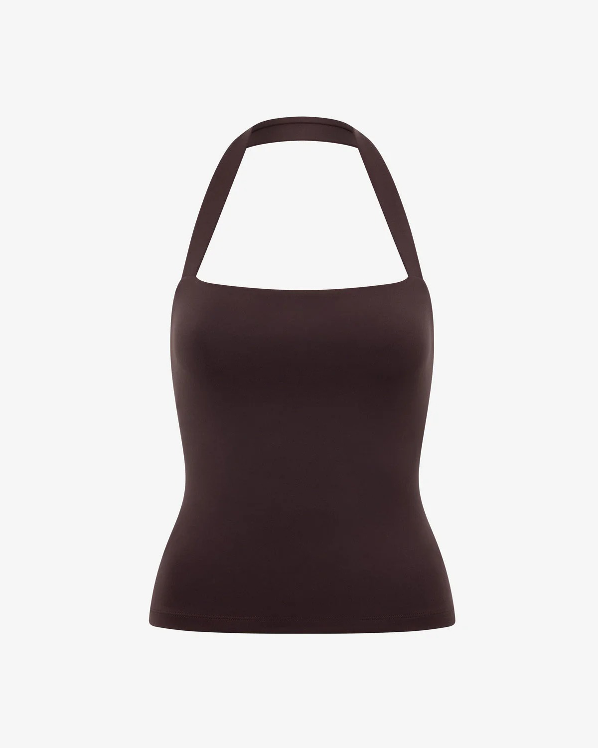 halter neck yoga top, sculpting tank with bra, soft compression activewear, removable padding tank, fitted halter top