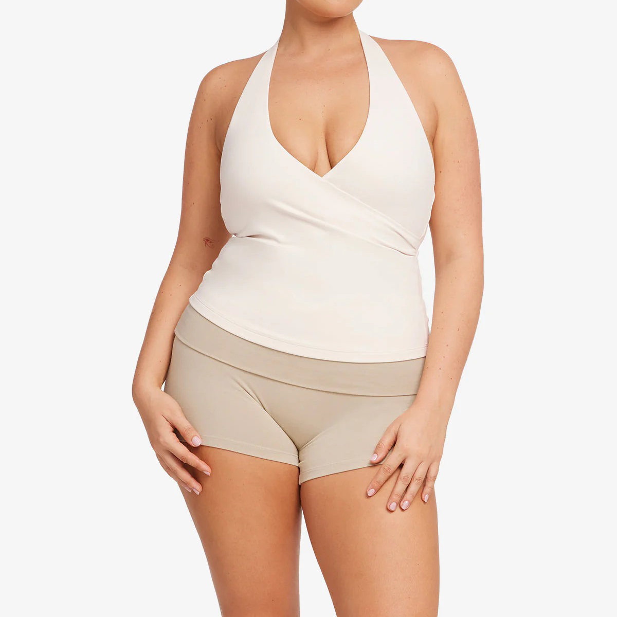 wrap yoga tank, halter yoga top, light support tank, removable bra cups, women’s workout top