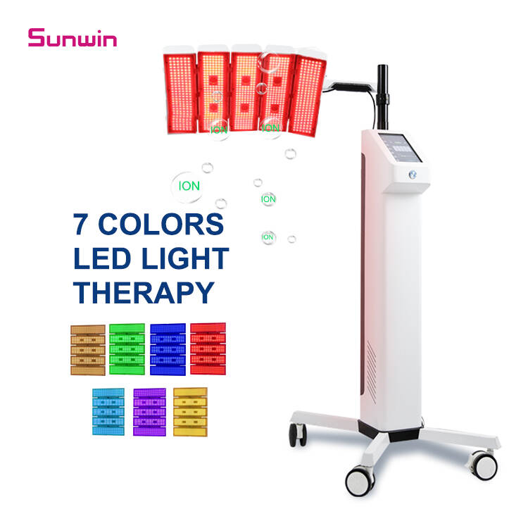 Portable Led Photon Infrared Pdt Light Therapy 7 Colors Blue/Red Light Therapy Face Care Anti-Aging Machine