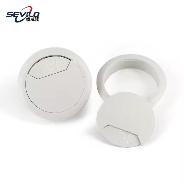 Office Furniture ABS Plastic 35mm / 50mm Computer Desk Round Wire Cable Grommet