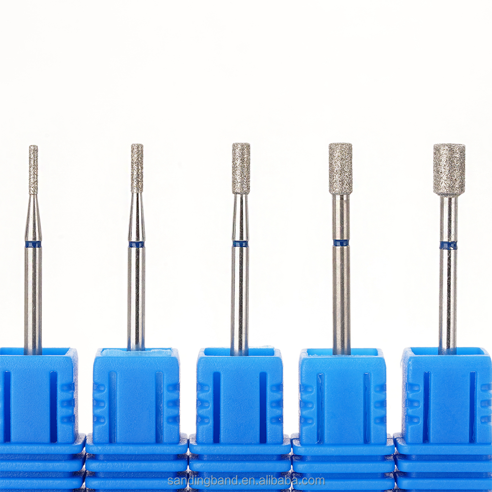 A Series Cylindrical Diamond Nail Drill Bits of different size