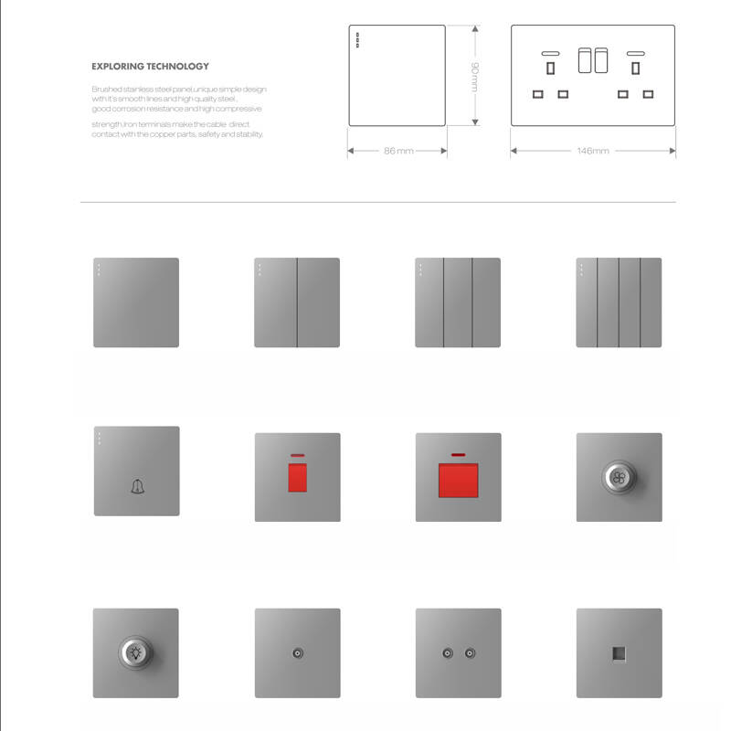 Matte Finish Plastic Button Wall Switch