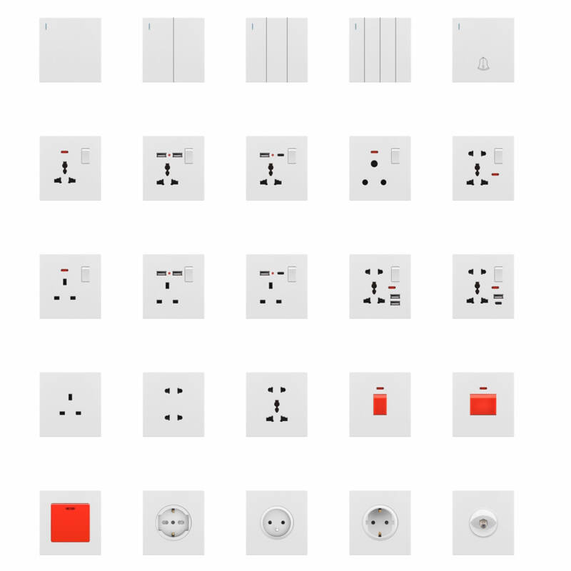 Premium Gray Electric Switches and Sockets