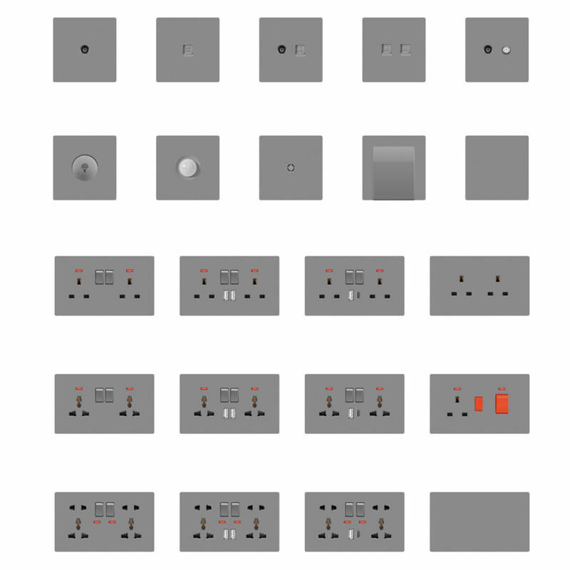 Grey Frosted Plastic Series Single Button Switch