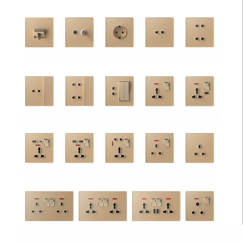 Universal Gold-Toned Electrical Switches & Sockets