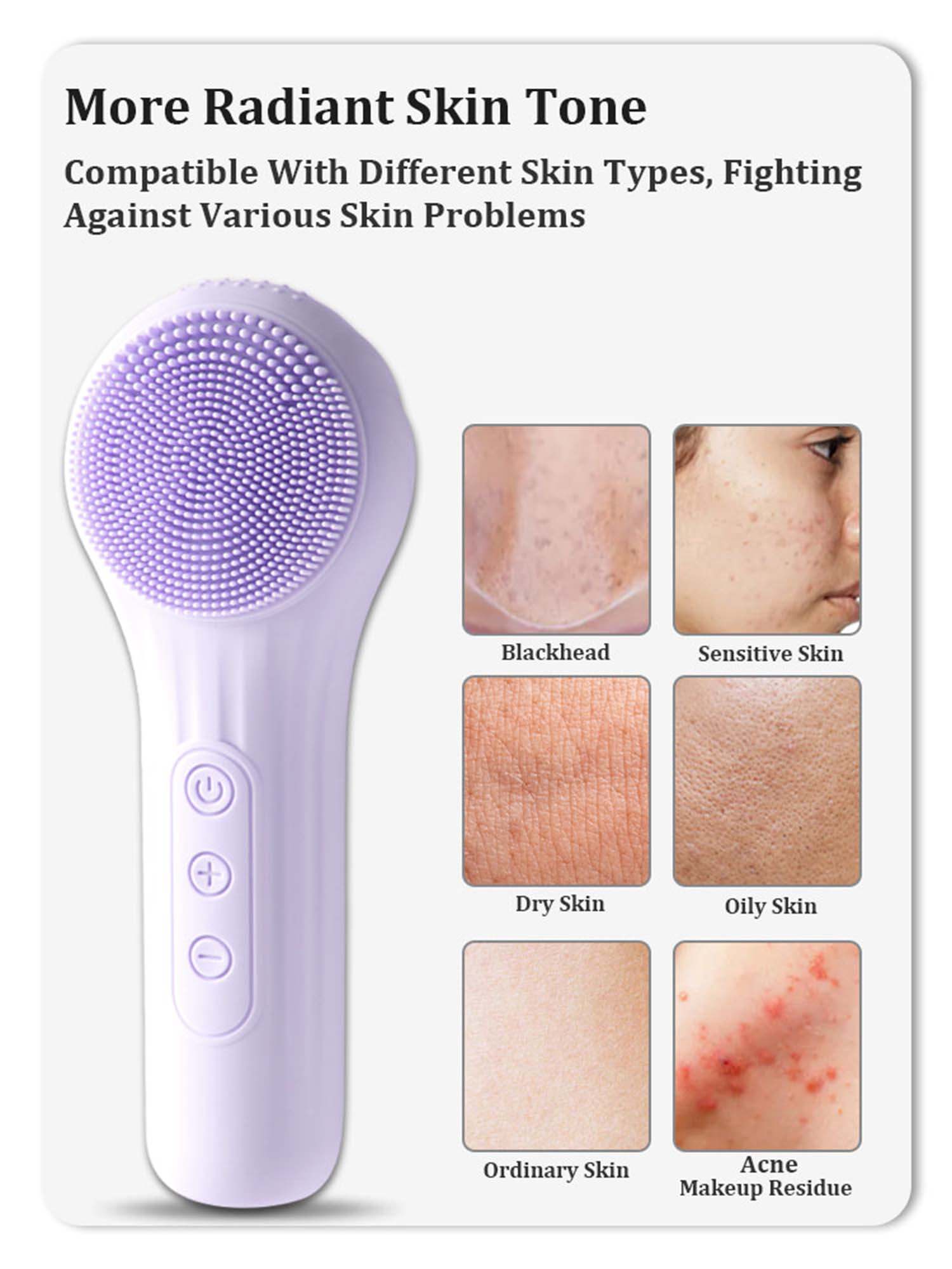 Massage Rechargeable Facial Cleansing Brush, Waterproof Facial Cleansing Brush, Silicone Electric Facial Cleansing Brush