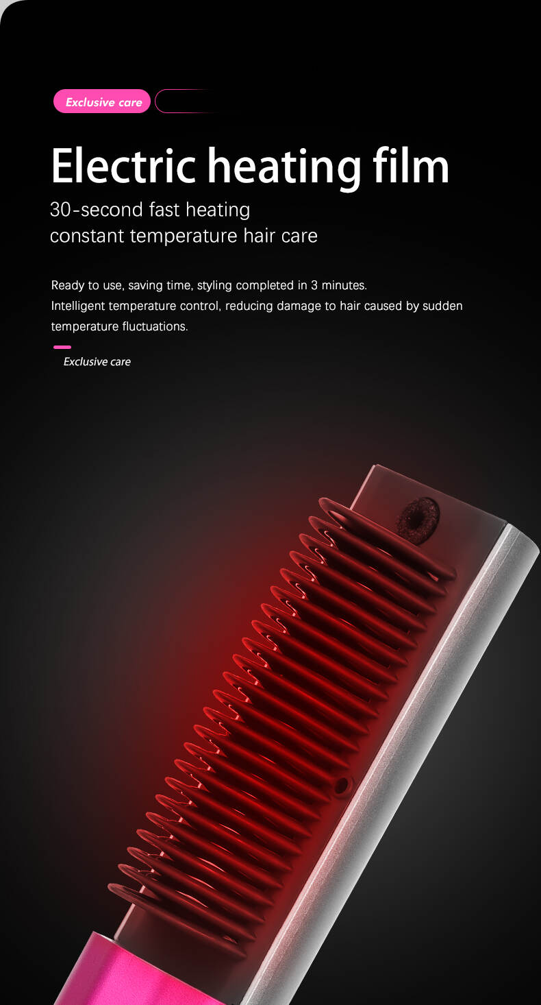 Hair Straightener Brush Wireless, Hair Straightener Comb, Wireless Electric Hot Comb