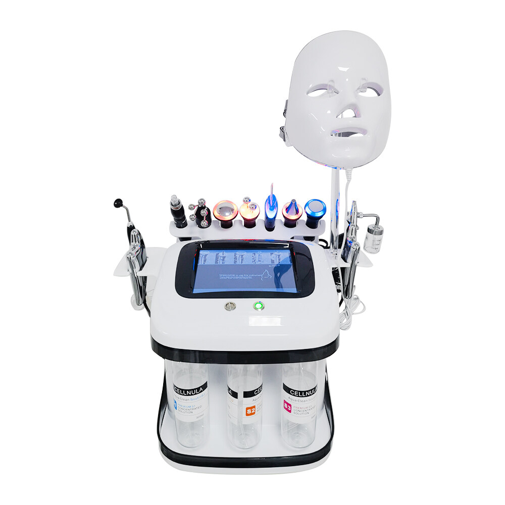 11 en 1 Machine de massage des vibrations d'aspiration Hydra Oxygène Machine faciale avec masque facial LED