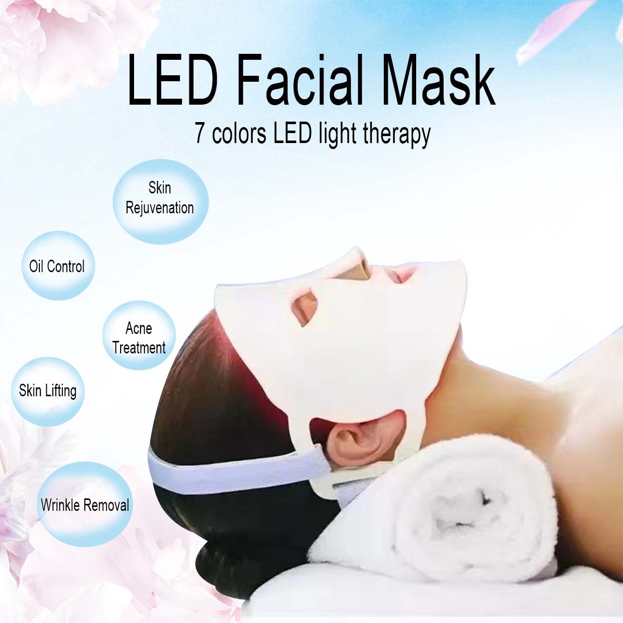 Máscara facial LED, máscaras faciales LED para el cuidado de la piel de las mujeres, terapia de luz de máscara facial LED, máscara de cuidado de la piel de máscara facial LED