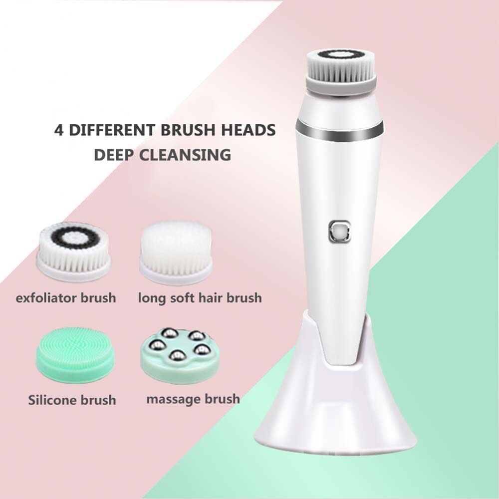 pink sonic face cleansing brush, private label facial cleansing brush, rechargeable facial cleansing brush face scrubber