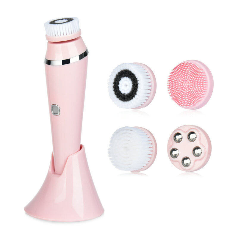 Electrical 4 en 1 USB recargable Sonic Silicone Facial Cepillo de limpieza