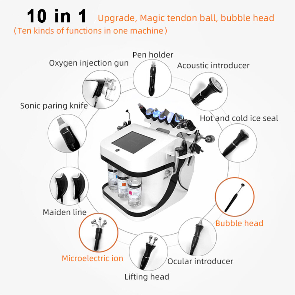 10 en 1 Hydra Facial Machine, Hydro Dermabrasion Machine, Hydra Oxygen Facial Machine