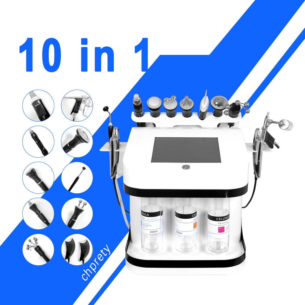 10 dans 1 Hydro Dermabrasion Diamond Aqual Peelling Hydra Oxygen Facial Machine