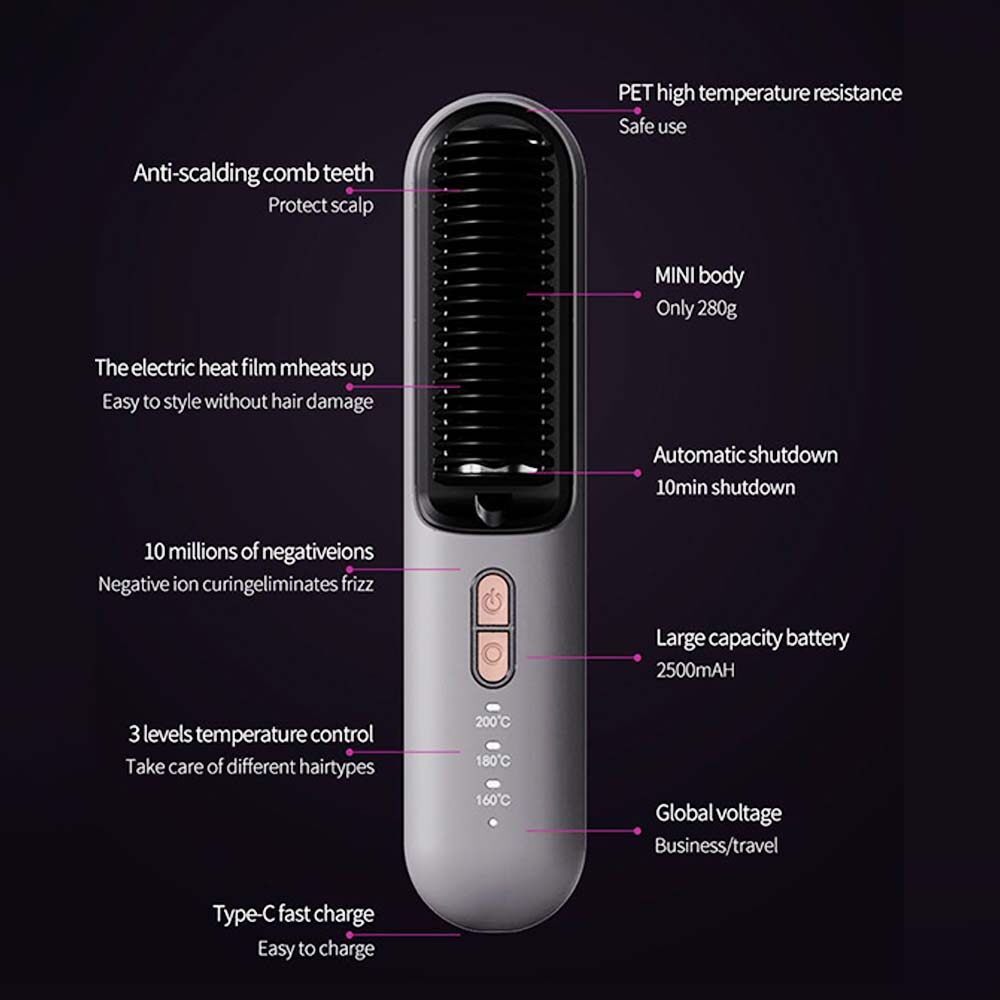 Wireless Electric Hair Brushes,Cordless Hair Straightener Comb,Electric Hair Brush