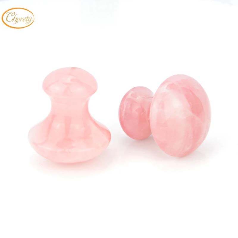 Rouleau de jade pour visage blanc, masseur de visage de quartz rose à rouleau jade, ensemble de rouleaux de jade de 6, ensemble de rouleaux jade rose