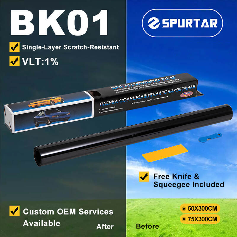 Spurtar Car Window Solar Film Single Layer Anti-scratch Small Roll Film 1% VLT
