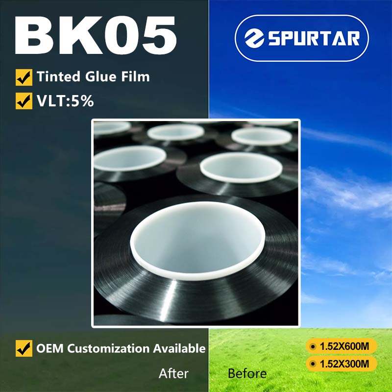 Spurtar Large Roll Tinted Glue Film Car Window Solar Film 5% VLT