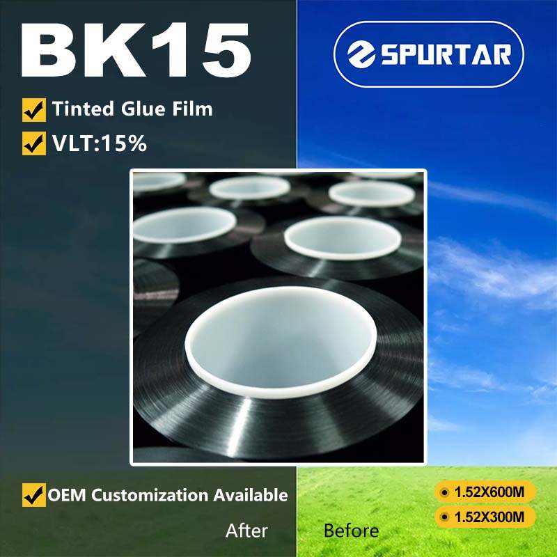 Spurtar Large Roll Tinted Glue Film Car Window Solar Film 15% VLT