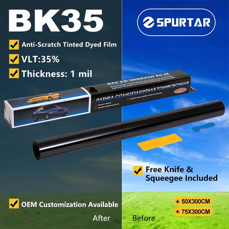 Spurtar Small Roll Anti-scratch Tinted Dyed Film Automotive Window Security Film 35% VLT
