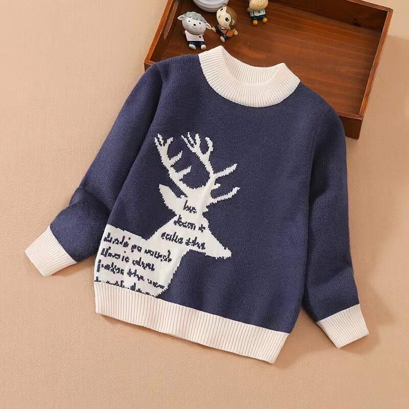 Boy/Kids Long Sleeve Pullover Crew NeckTops Animal Letters Jacquard Sweater