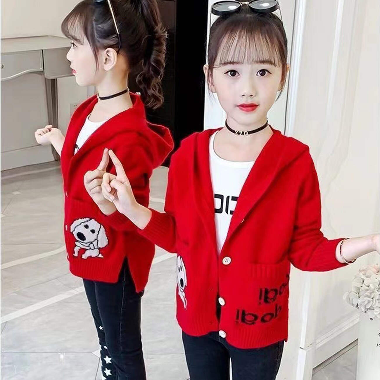 children animal cartoon jacquard knitted vendor, girl's hoodies pullover cardigan manufacturer, girl's hoodies pullover cardigan factory, girl's hoodies pullover cardigan supplier