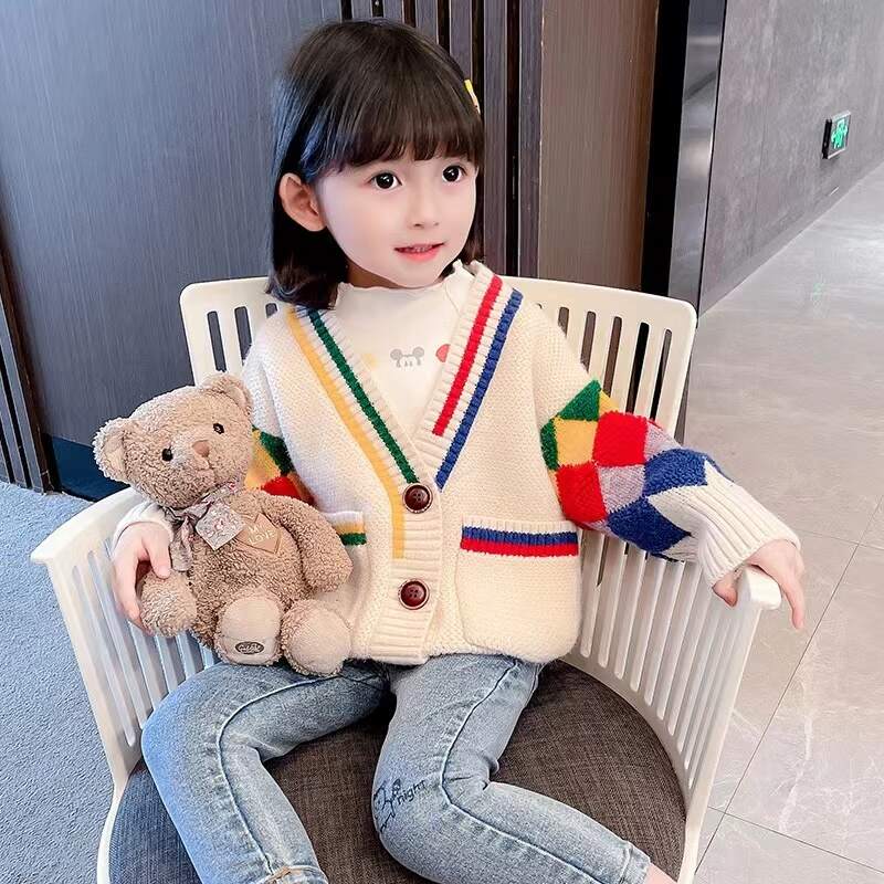 Girl Knitwear Cardigan Animal Cartoon Jacquard Children Autumn Winter Spring Sweater