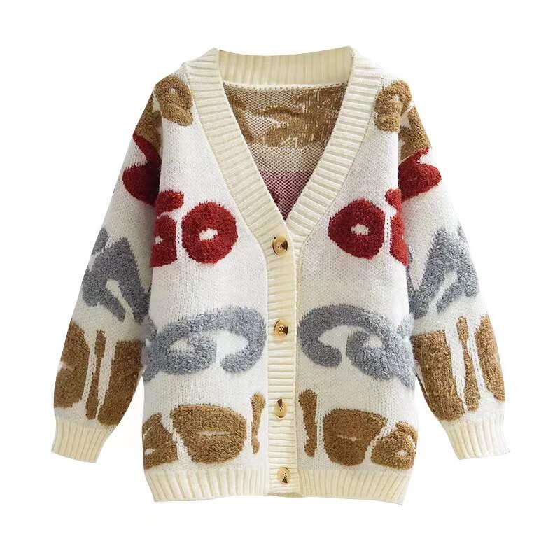 kids long sleeve tops girl knitwear cardigan wholesaler, animal cartoon jacquard knitted china, animal cartoon jacquard knitted  bulk, animal cartoon jacquard knitted sourcing, children autumn winter spring sweater customize