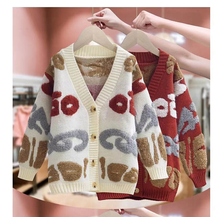 kids long sleeve tops girl knitwear cardigan wholesaler, animal cartoon jacquard knitted china, animal cartoon jacquard knitted  bulk, animal cartoon jacquard knitted sourcing, children autumn winter spring sweater customize