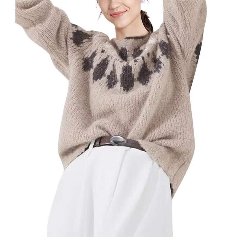 jacquard pattern animal sweater knitted odm, letters printed sweaters women tops company, letters printed sweaters women tops exporter, letters printed sweaters women tops importer